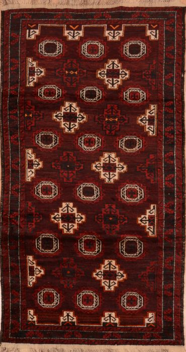 Baluch Red Runner Hand Knotted 34 X 68 Area Rug 100-110100 Image 0