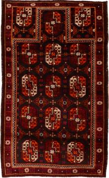 Baluch Brown Hand Knotted 3'7" X 5'9"  Area Rug 100-110101