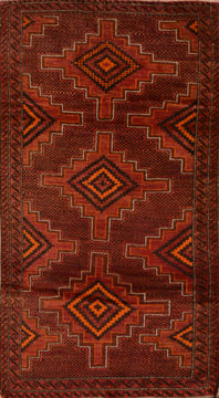 Baluch Brown Hand Knotted 3'3" X 6'6"  Area Rug 100-110108