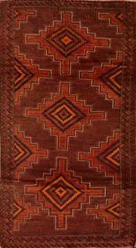 Afghan Baluch Brown Rectangle 3x5 ft Wool Carpet 110108