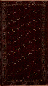 Turkman Red Hand Knotted 6'8" X 11'8"  Area Rug 100-110112