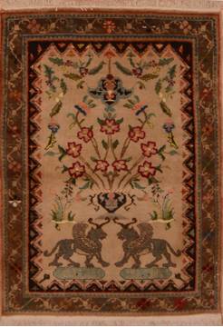 Afghan Baluch Beige Rectangle 2x3 ft Wool Carpet 110115