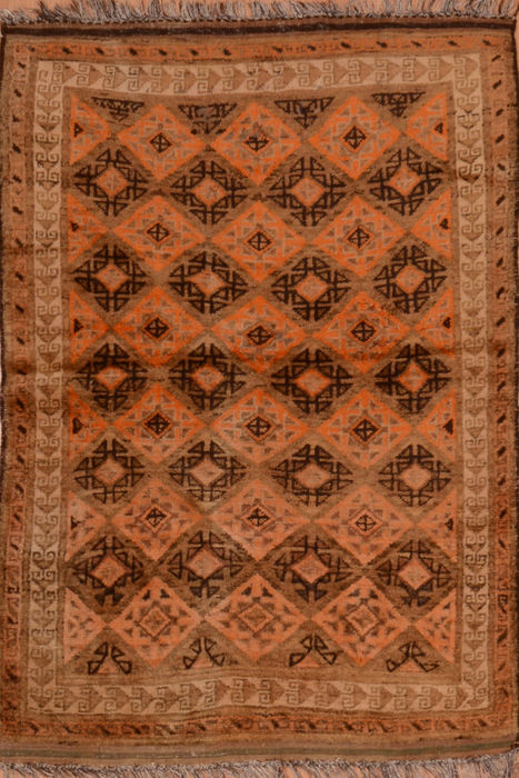 Baluch Orange Square Hand Knotted 411 X 53 Area Rug 100-110117 Image 0