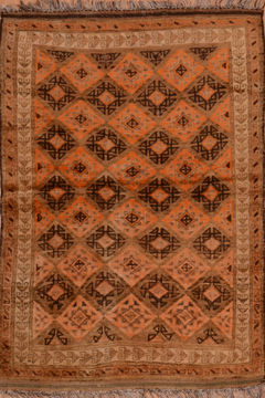 Afghan Baluch Orange Square 5 to 6 ft Wool Carpet 110117