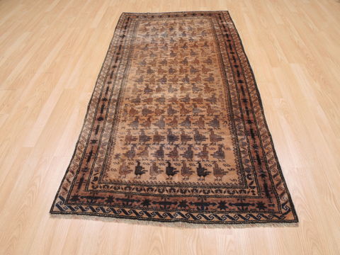 Baluch Beige Runner Hand Knotted 34 X 610 Area Rug 100-110127 Image 1