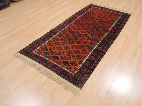 Baluch Orange Hand Knotted 37 X 62 Area Rug 100-110132 Image 2