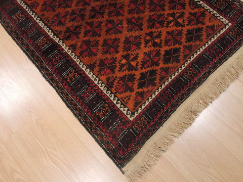Baluch Orange Hand Knotted 37 X 62 Area Rug 100-110132 Image 4