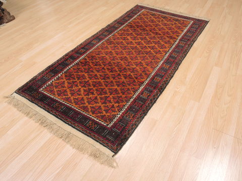 Baluch Orange Hand Knotted 37 X 62 Area Rug 100-110132 Image 5