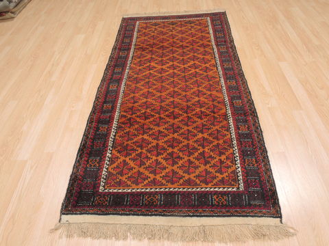 Baluch Orange Hand Knotted 37 X 62 Area Rug 100-110132 Image 6