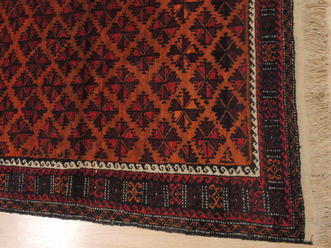 Baluch Orange Hand Knotted 37 X 62 Area Rug 100-110132 Image 9