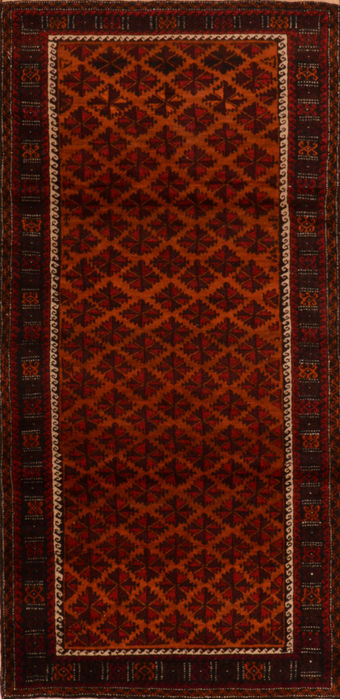 Baluch Orange Hand Knotted 37 X 62 Area Rug 100-110132 Image 0