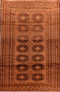 Afghan Baluch Beige Rectangle 3x5 ft Wool Carpet 110135