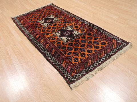 Baluch Orange Hand Knotted 33 X 66 Area Rug 100-110136 Image 3