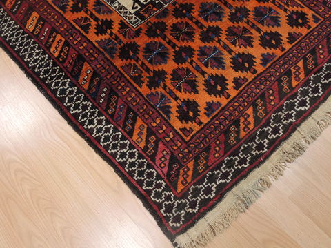 Baluch Orange Hand Knotted 33 X 66 Area Rug 100-110136 Image 4