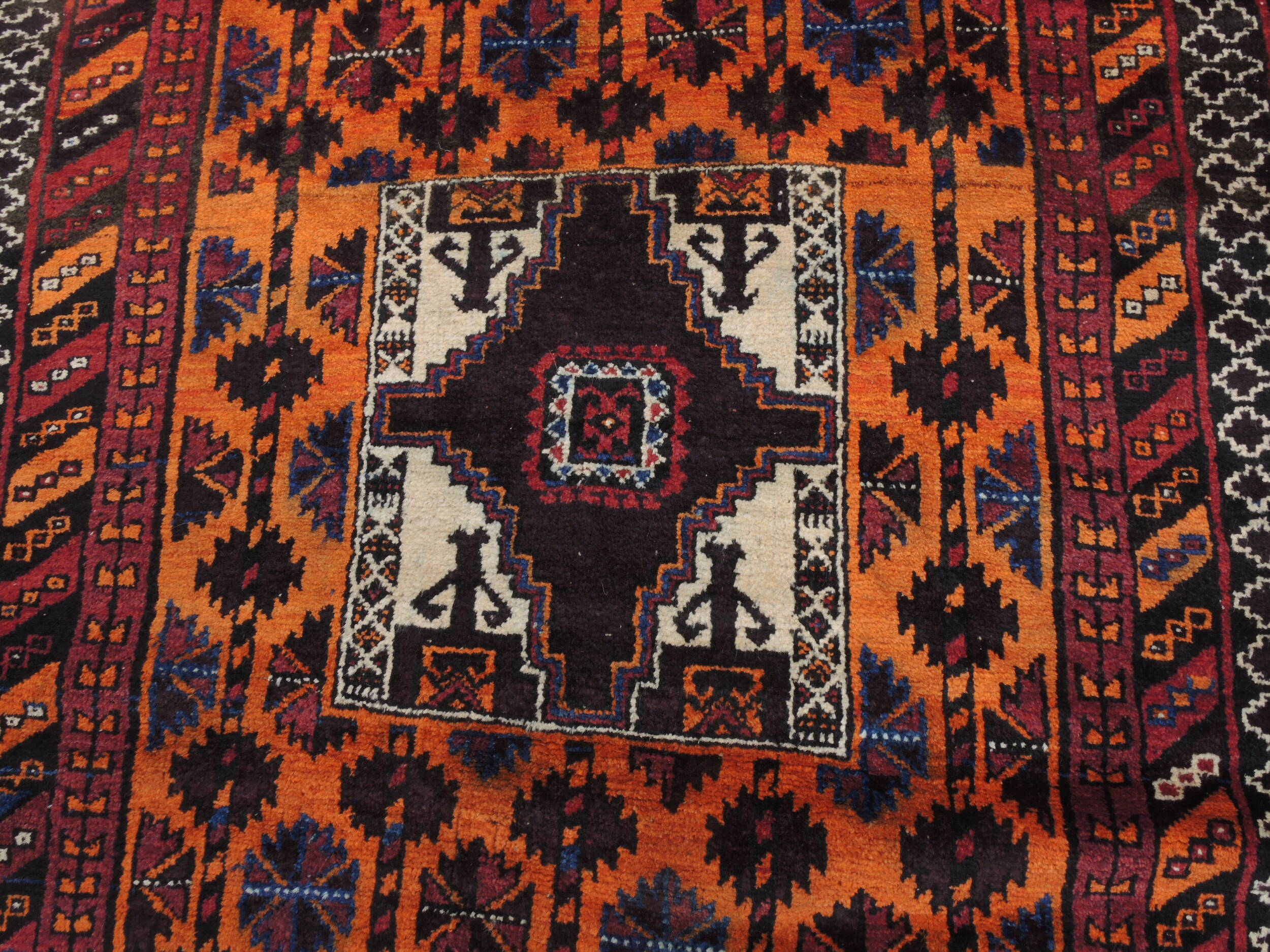 Afghan Baluch Orange Rectangle 3x5 ft Wool Carpet 110136 | SKU 110136