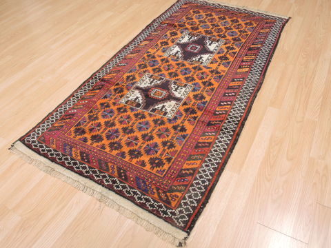 Baluch Orange Hand Knotted 33 X 66 Area Rug 100-110136 Image 6