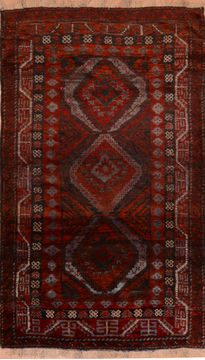 Baluch Red Hand Knotted 4'1" X 6'6"  Area Rug 100-110141
