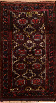 Afghan Baluch Brown Rectangle 3x5 ft Wool Carpet 110142