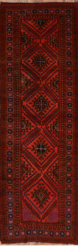 Afghan Baluch Red Runner 10 to 12 ft Wool Carpet 110143