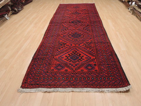 Baluch Red Runner Hand Knotted 43 X 129 Area Rug 100-110144 Image 1