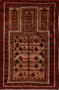 Baluch Beige Hand Knotted 3'7" X 5'7"  Area Rug 100-110156