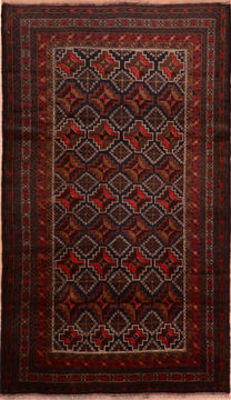 Baluch Blue Hand Knotted 3'10" X 6'10"  Area Rug 100-110162