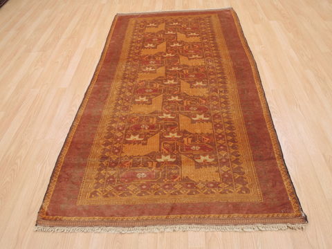 Baluch Brown Hand Knotted 37 X 68 Area Rug 100-110167 Image 1