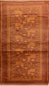 Baluch Brown Hand Knotted 3'7" X 6'8"  Area Rug 100-110167