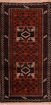 Afghan Baluch Red Rectangle 4x6 ft Wool Carpet 110169