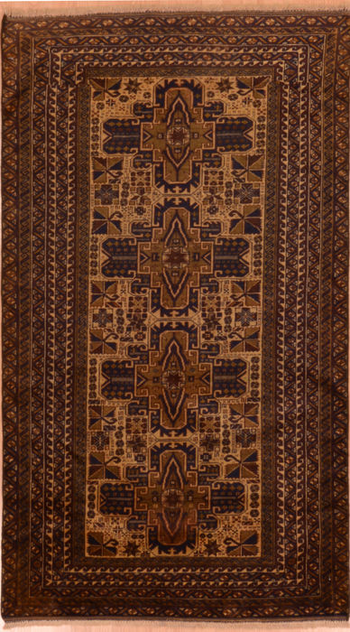 Baluch Brown Hand Knotted 36 X 63 Area Rug 100-110173 Image 0