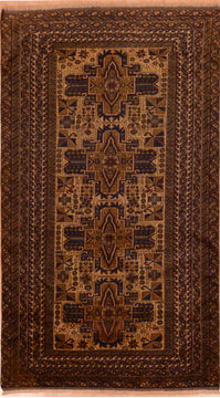 Afghan Baluch Beige Rectangle 4x6 ft Wool Carpet 110173