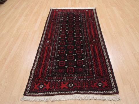 Baluch Red Hand Knotted 32 X 65 Area Rug 100-110178 Image 1