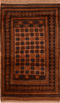 Baluch Brown Hand Knotted 3'9" X 5'7"  Area Rug 100-110182