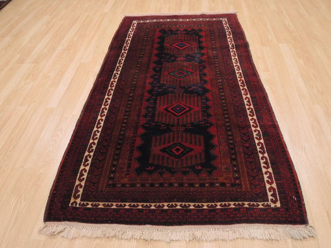 Baluch Red Hand Knotted 38 X 66 Area Rug 100-110188 Image 1