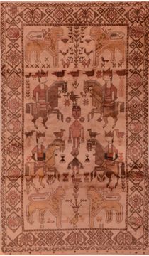 Baluch Beige Hand Knotted 3'3" X 6'0"  Area Rug 100-110190