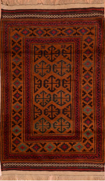 Baluch Brown Hand Knotted 3'7" X 5'1"  Area Rug 100-110207