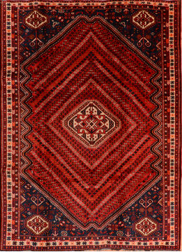 Shiraz Red Hand Knotted 6'10" X 9'9"  Area Rug 100-110212