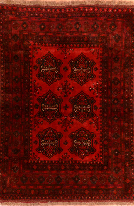 Khan Mohammadi Red Hand Knotted 45 X 61 Area Rug 100-110214 Image 0