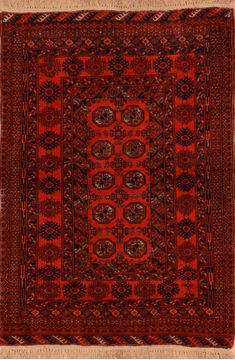 Afghan Khan Mohammadi Orange Rectangle 4x6 ft Wool Carpet 110218