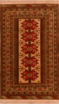 Baluch Beige Hand Knotted 3'3" X 5'5"  Area Rug 100-110219