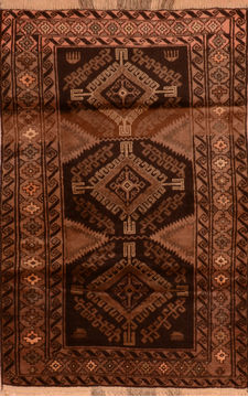 Baluch Brown Hand Knotted 3'7" X 5'11"  Area Rug 100-110229