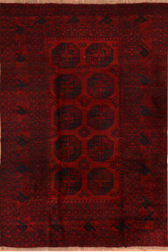 Afghan Khan Mohammadi Red Rectangle 7x10 ft Wool Carpet 110232