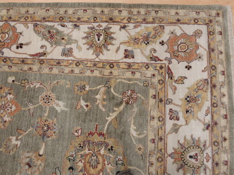 Kashan Green Hand Knotted 90 X 122 Area Rug 100-110243 Image 10