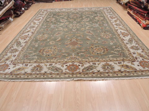 Kashan Green Hand Knotted 90 X 122 Area Rug 100-110243 Image 1