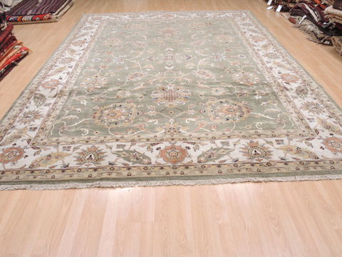 Kashan Green Hand Knotted 90 X 122 Area Rug 100-110243 Image 4
