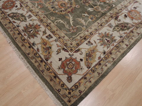 Kashan Green Hand Knotted 90 X 122 Area Rug 100-110243 Image 7