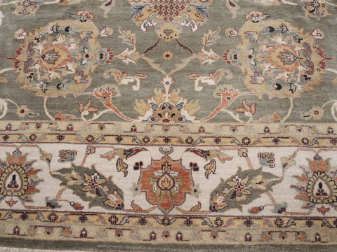 Kashan Green Hand Knotted 90 X 122 Area Rug 100-110243 Image 9
