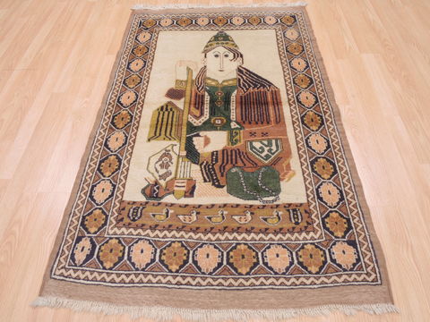 Baluch Beige Hand Knotted 33 X 53 Area Rug 100-110245 Image 1