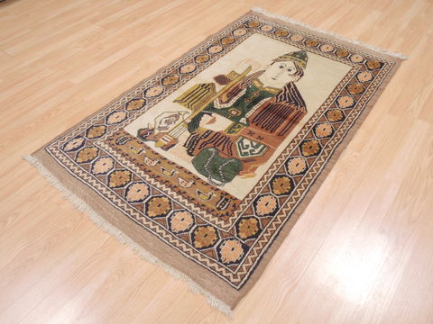 Baluch Beige Hand Knotted 33 X 53 Area Rug 100-110245 Image 2
