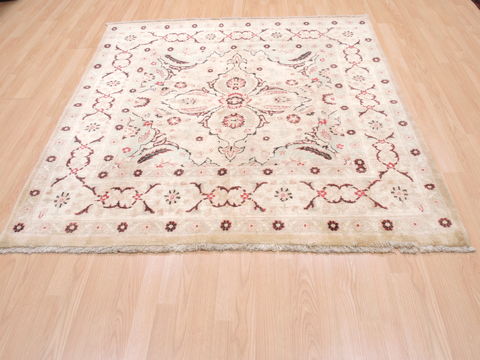 Baluch Beige Square Hand Knotted 59 X 60 Area Rug 100-110257 Image 1